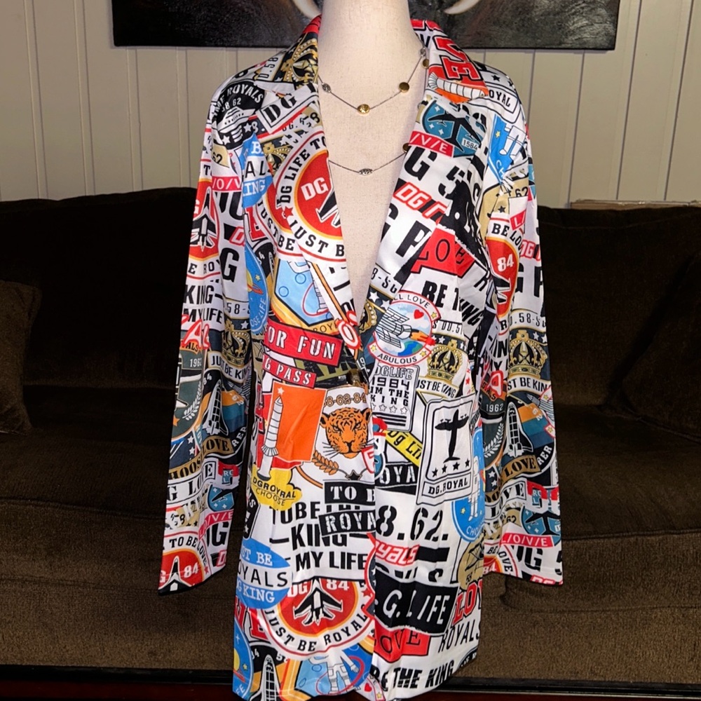 Charlie Charlie Charlotte • Large • Graffiti Travel Print • Multi-Colors Blazer - Picture 2 of 16